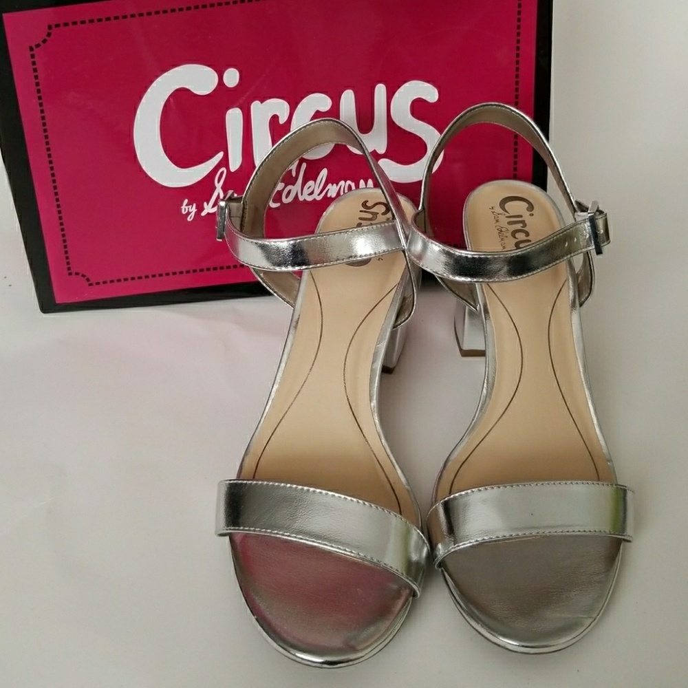Circus Sam Edelman Metallic Silver Block Heels